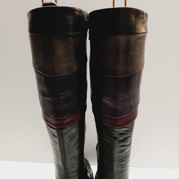 ARNOLD CHURGIN Handmade Colorblock Knee High Tall Boot Genuine Leather Sz US 6.5 - Picture 12 of 15